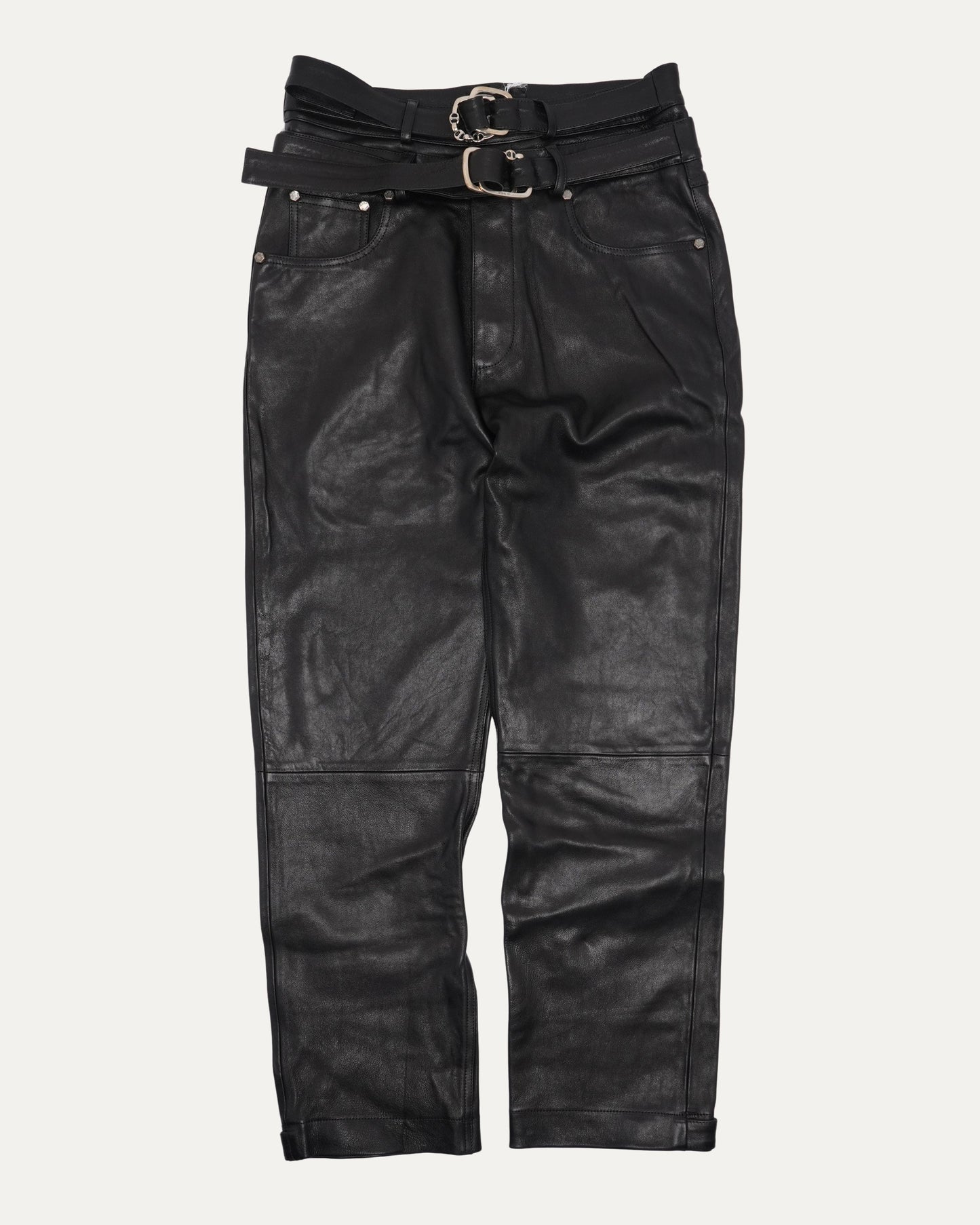 Leather Double Belted Pants