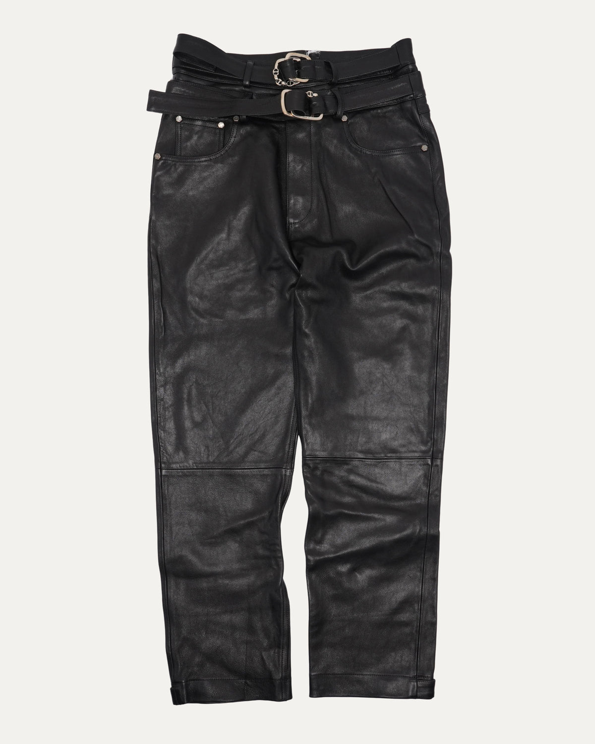 Leather Double Belted Pants