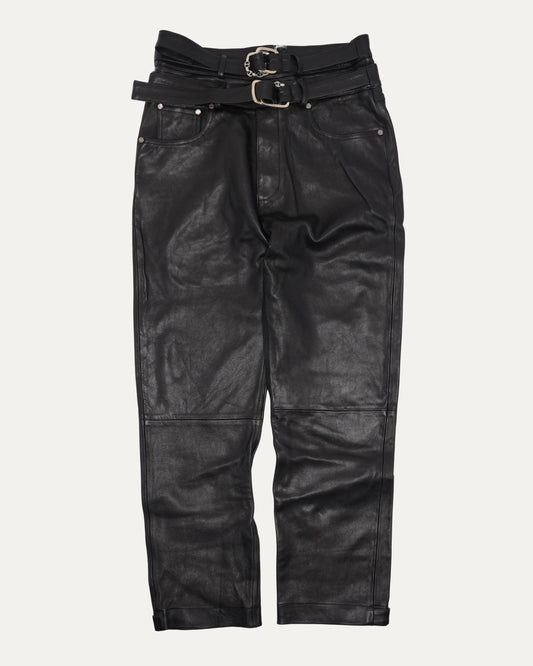 Leather Double Belted Pants