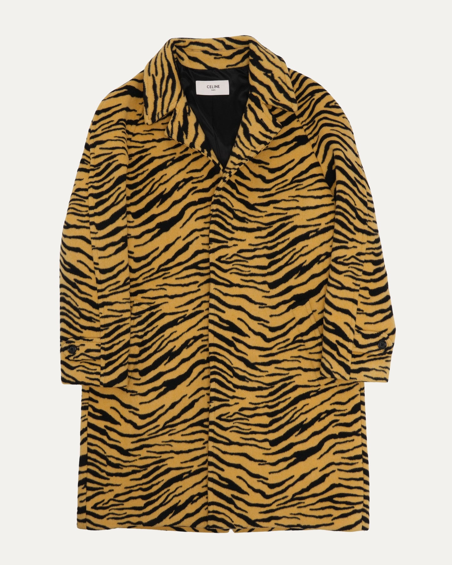 Tiger Stripe Wool Mac Coat