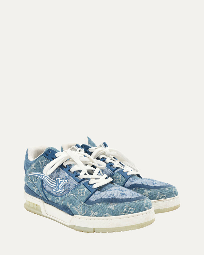 Suede and Denim Monogram LV Trainer