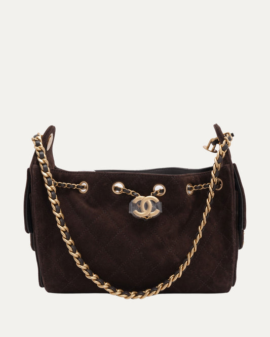 Suede Leather Quilted Mini 25 Hobo Bag