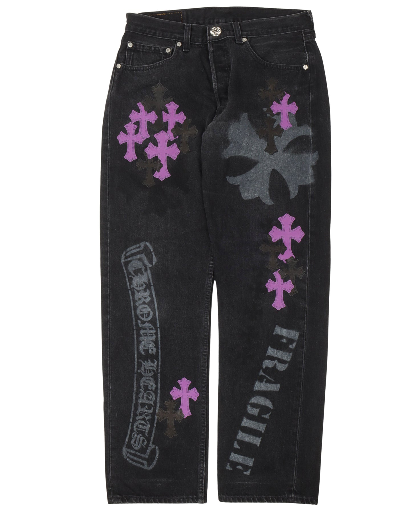 Online Exclusive Cross Patch Stencil Jeans