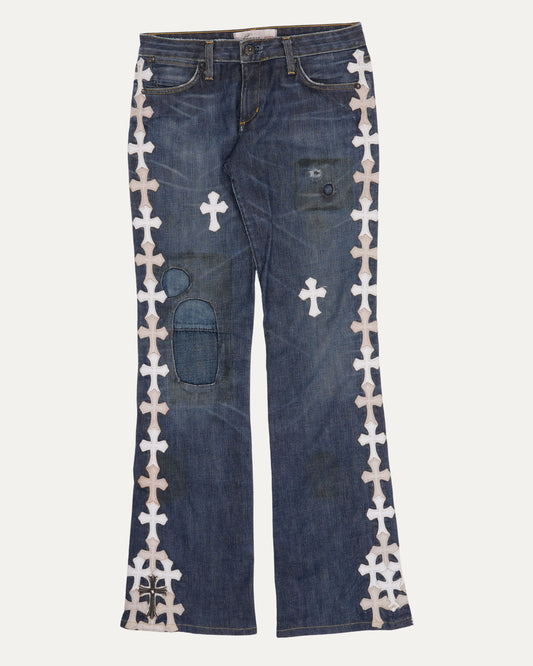 Paper Denim & Cloth Cross Patch Embellished Jeans