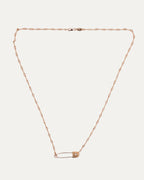 Gold Diamond Safety Pin Twist Chain Necklace