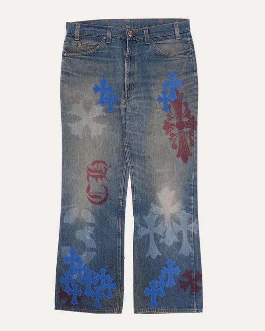 Levi's 517 Orange Tab Cross Patch Stencil Jeans