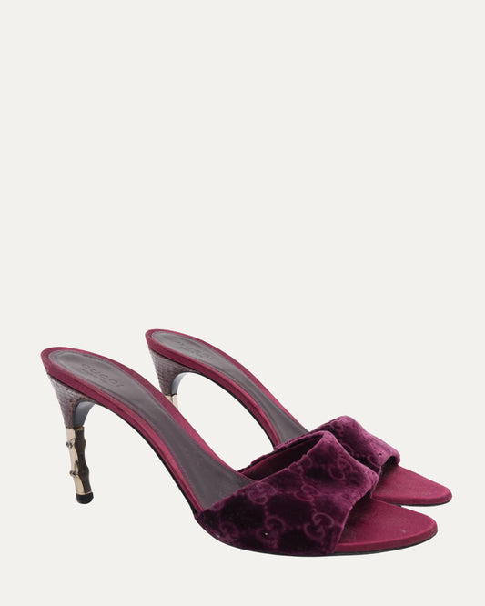Tom Ford Era Velvet Monogram Snakeskin Bamboo Heels