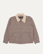 Shearling Collar Zip Up Flannel Jacket
