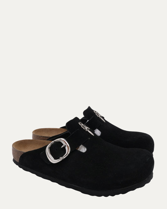 Dagger Embellished Birkenstock Boston Suede Mule