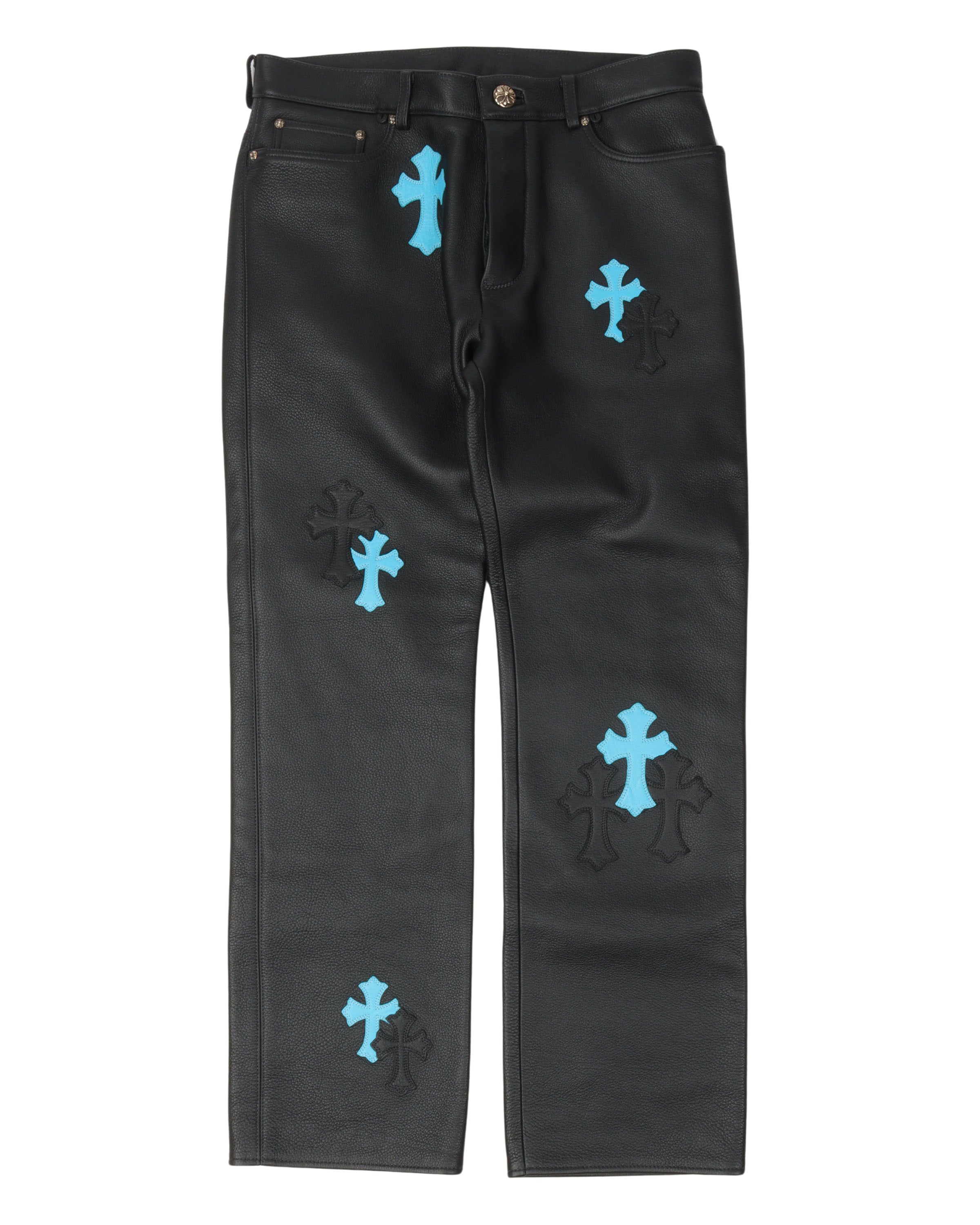 Chrome Hearts Cross Patch Leather Pants