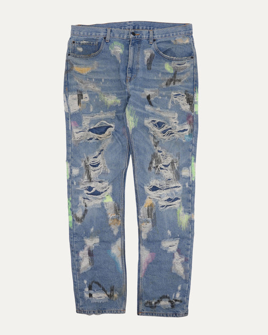 Distressed Embroidered Jeans