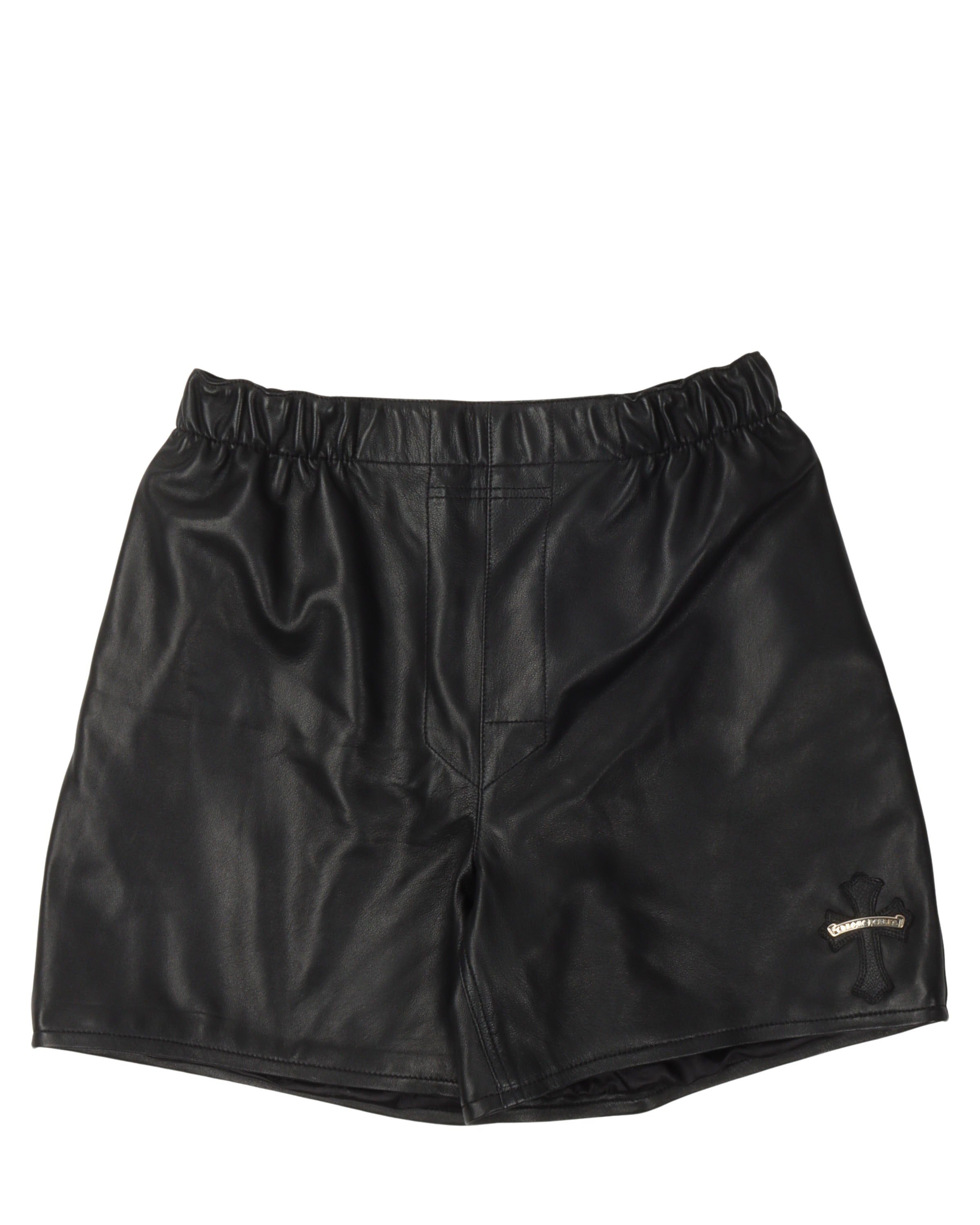 Lamb Leather Cross Patch Shorts