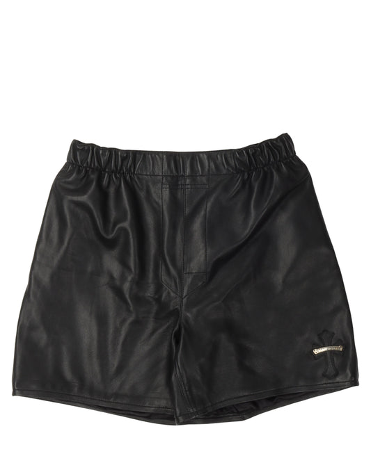 Lamb Leather Cross Patch Shorts