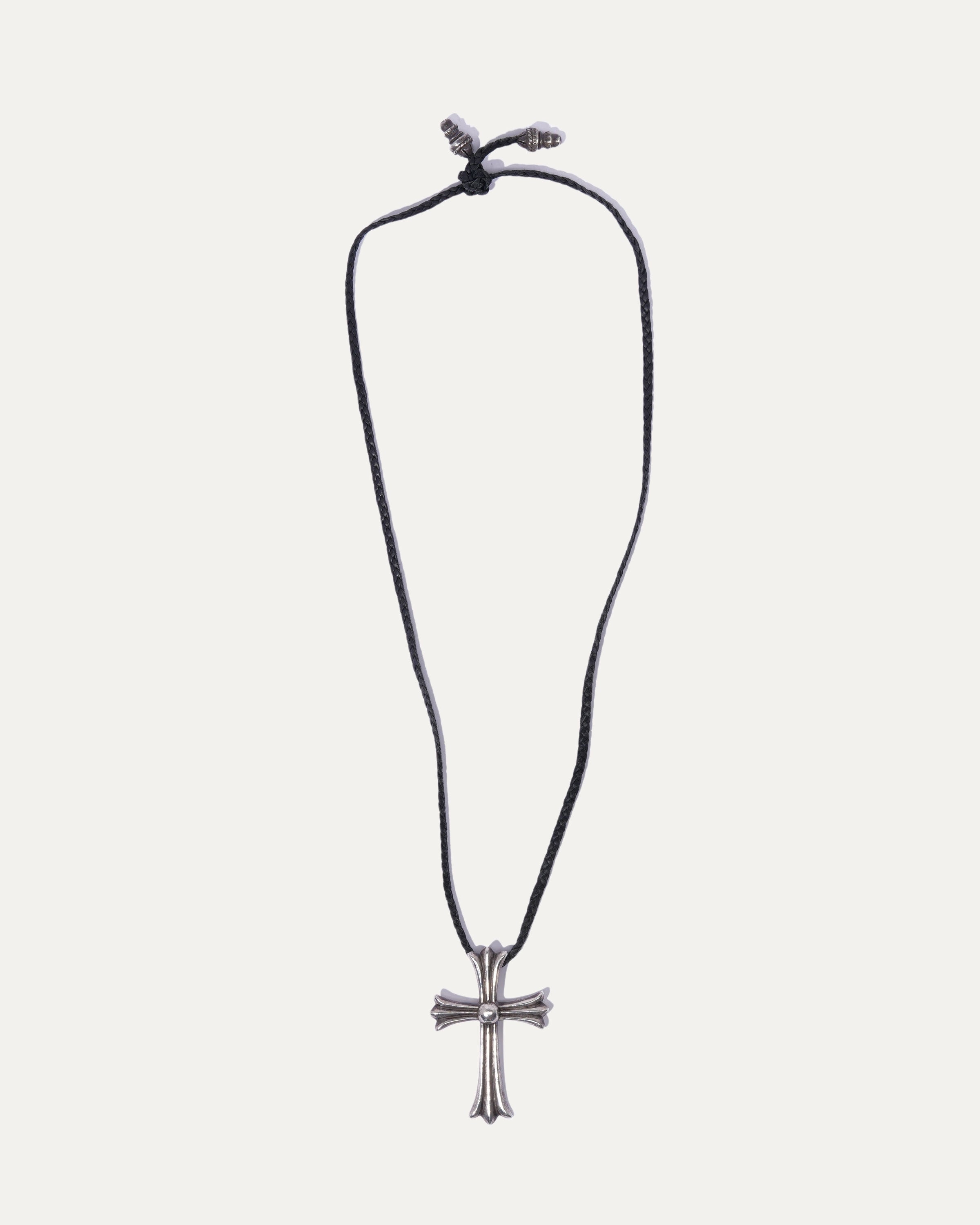 Large Cross Pendant w/ Braided Leather Necklace