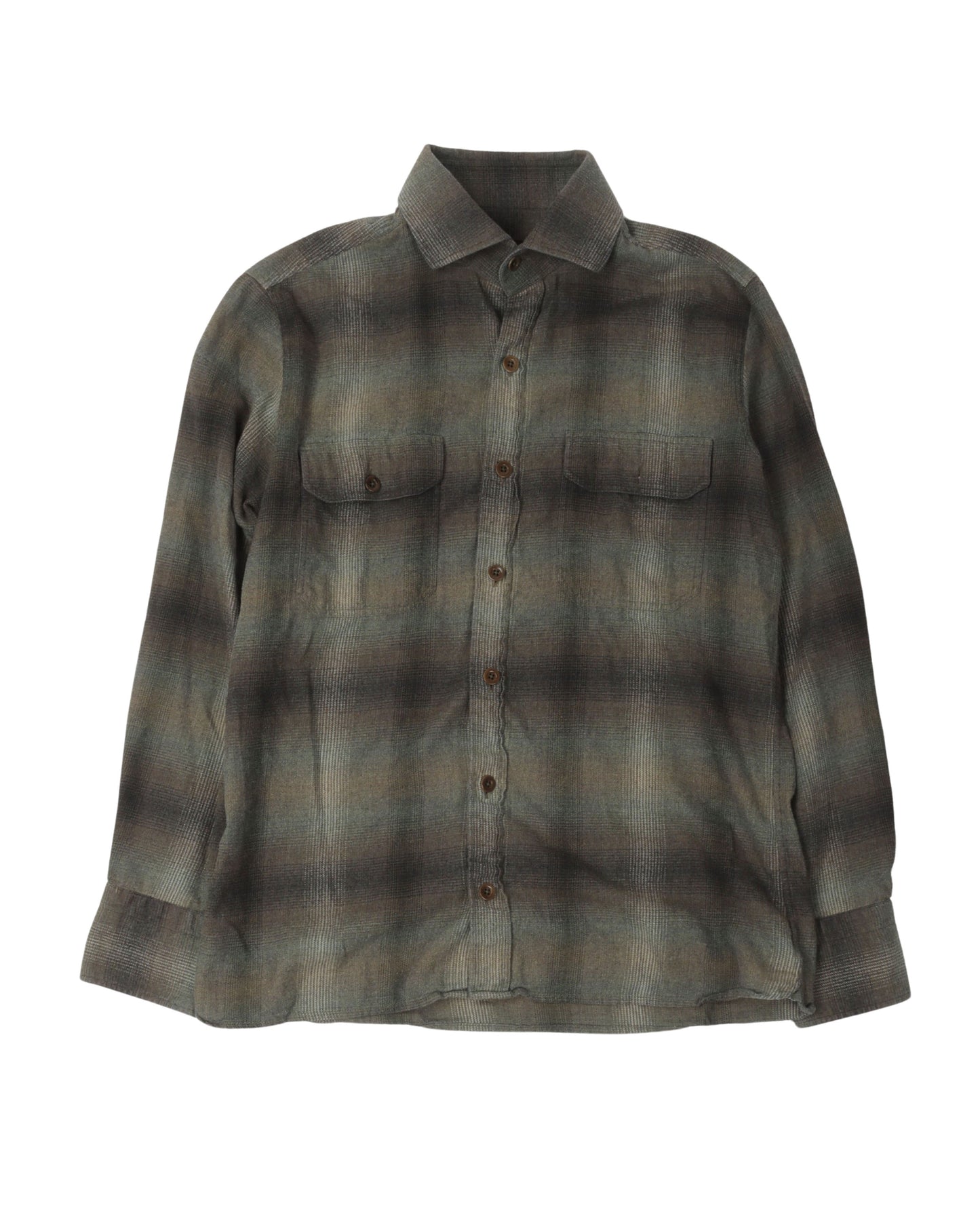 Plaid Flannel Military Shirt