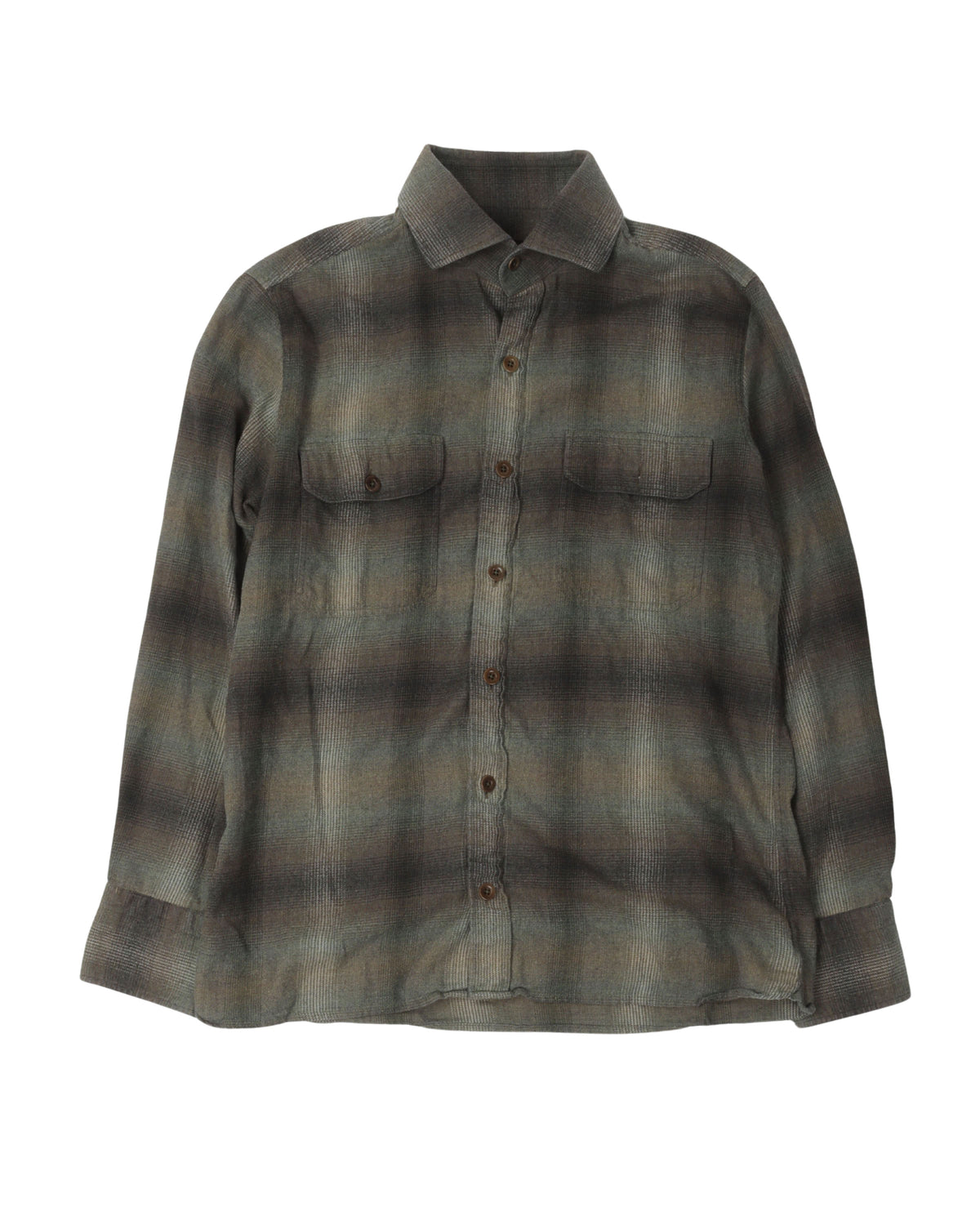Plaid Flannel Military Shirt