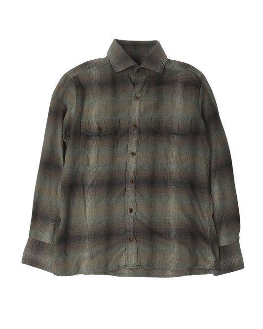 Plaid Flannel Military Shirt