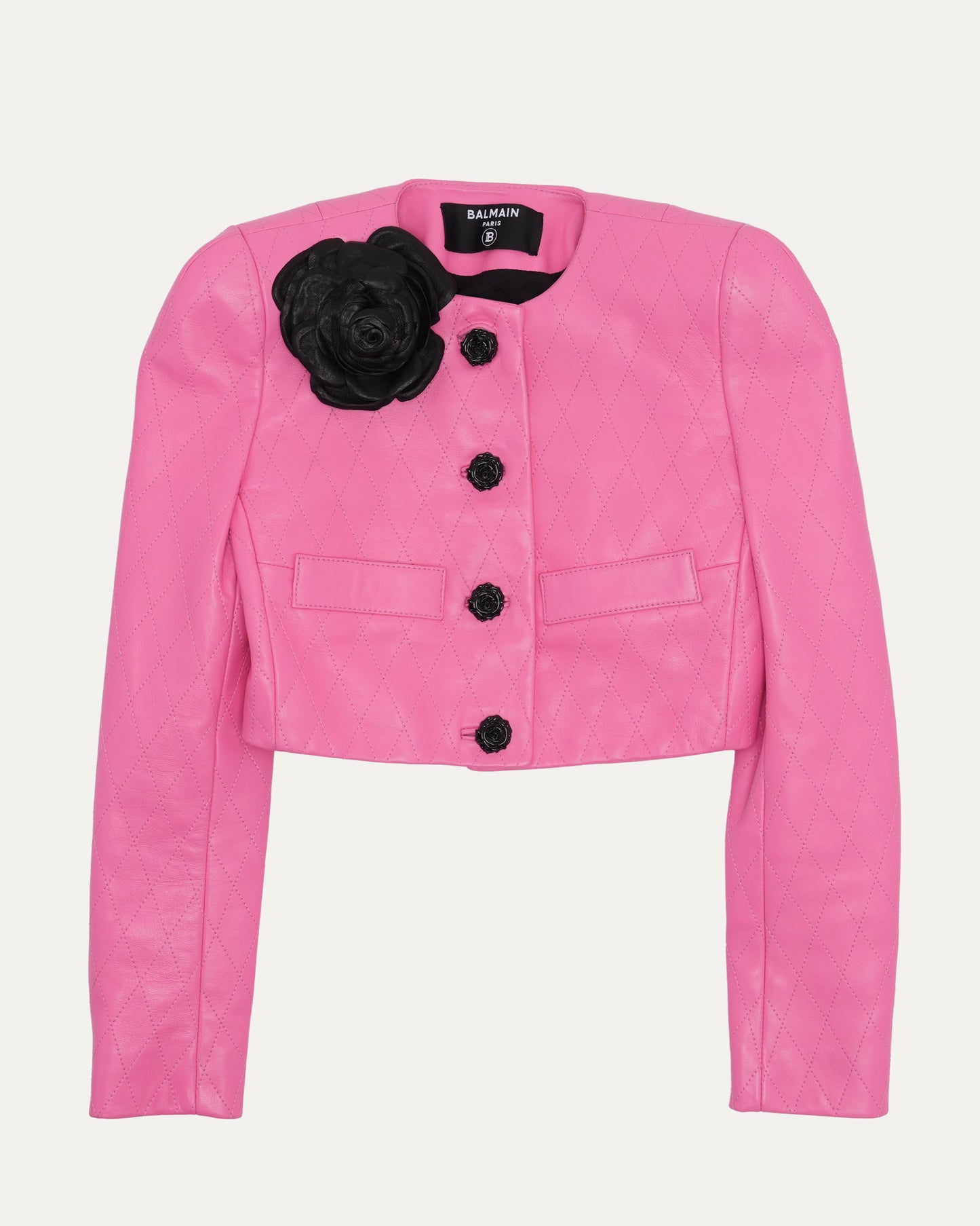 Cropped Quilted Leather Jacket