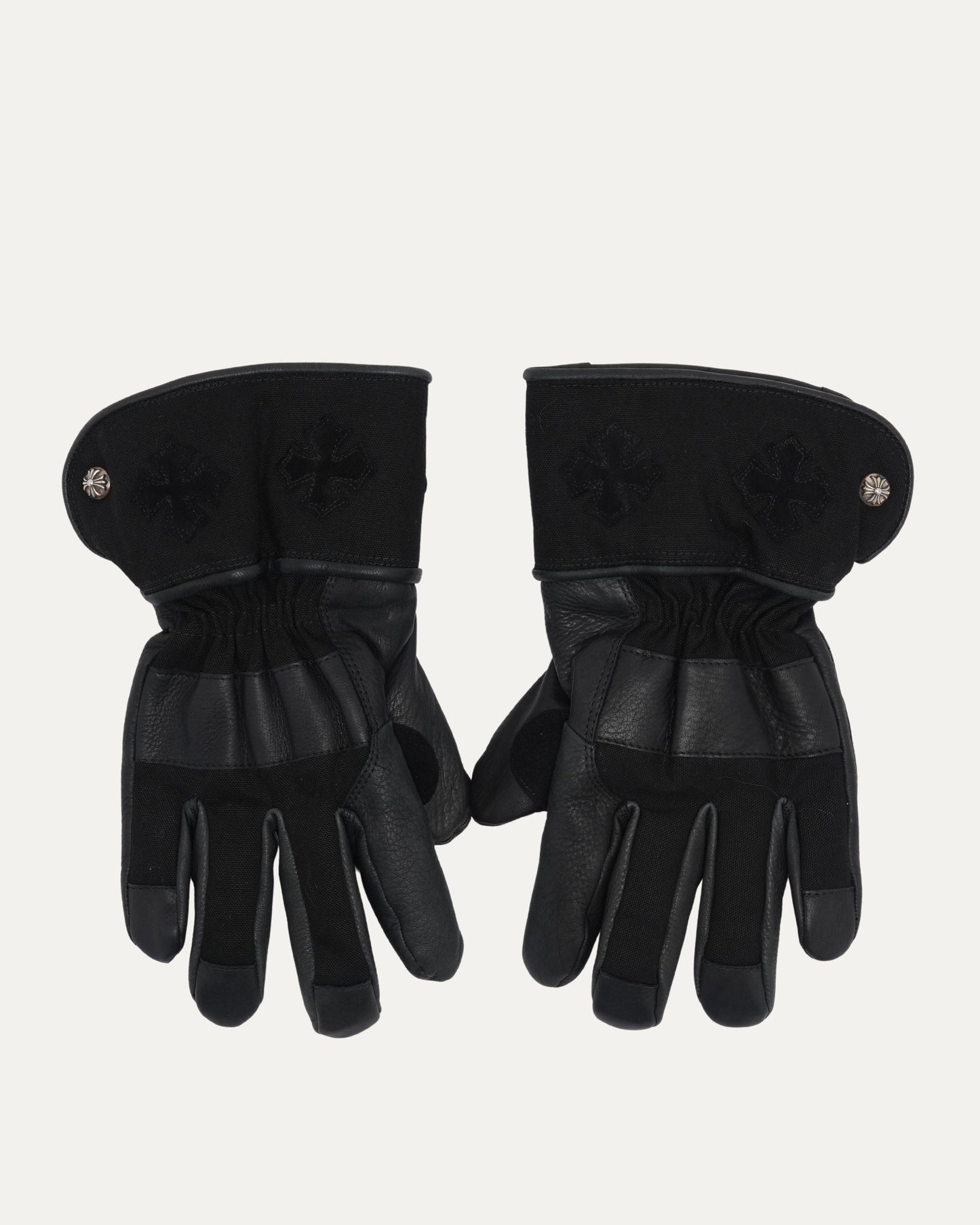 Cross Patch Leather Motorcycle Gloves