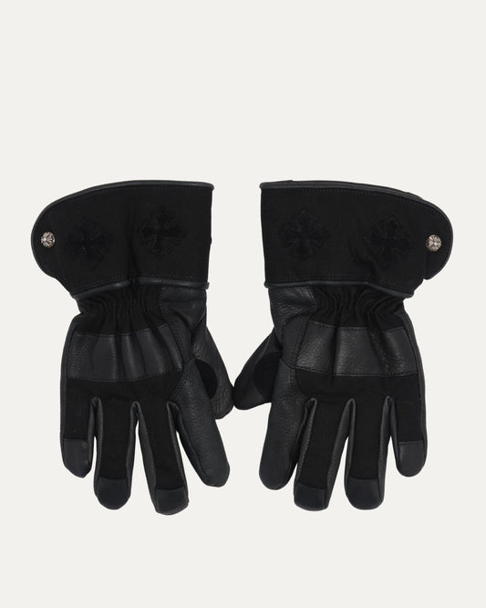 Cross Patch Leather Motorcycle Gloves