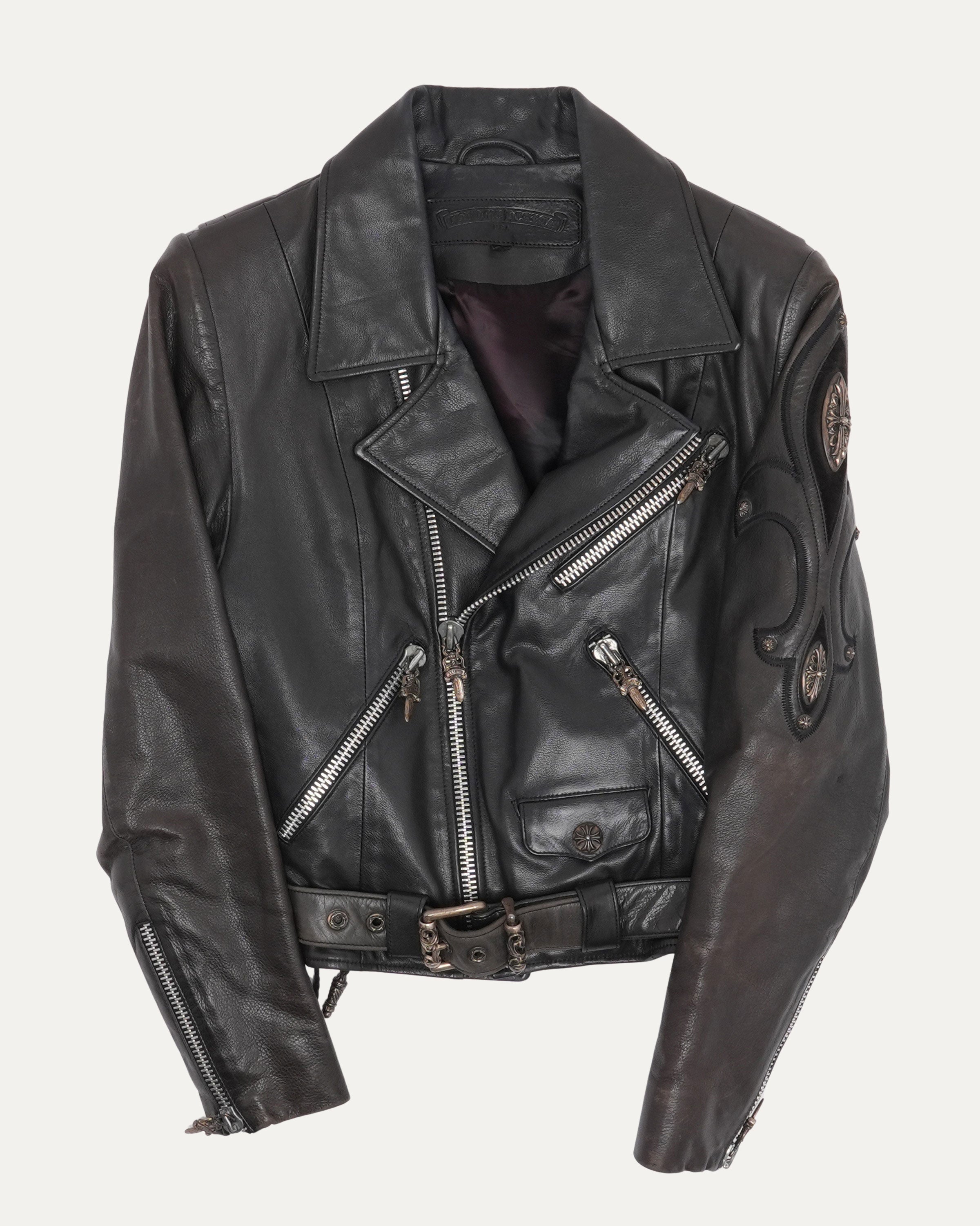 Justin Reed Bull Rider Chrome Hearts Fleur Leather Double Rider Jacket – Justin Reed