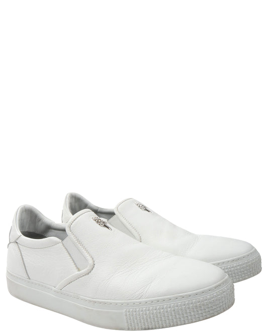 Dagger Embellished Slip-On Leather Sneaker