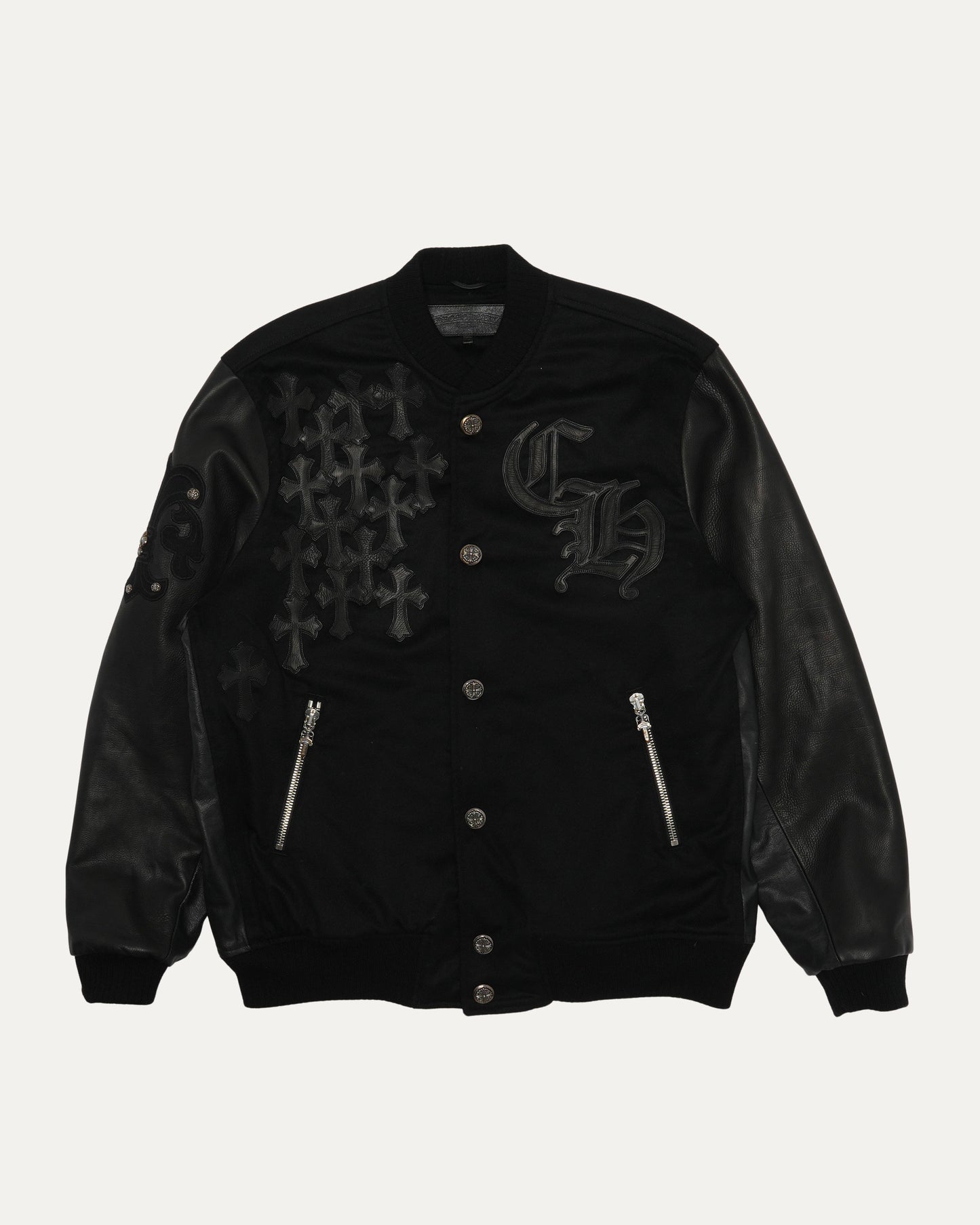 Cross Patch Cashmere Varsity Jacket