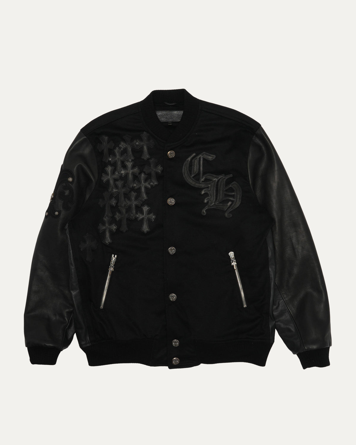 Cross Patch Cashmere Varsity Jacket