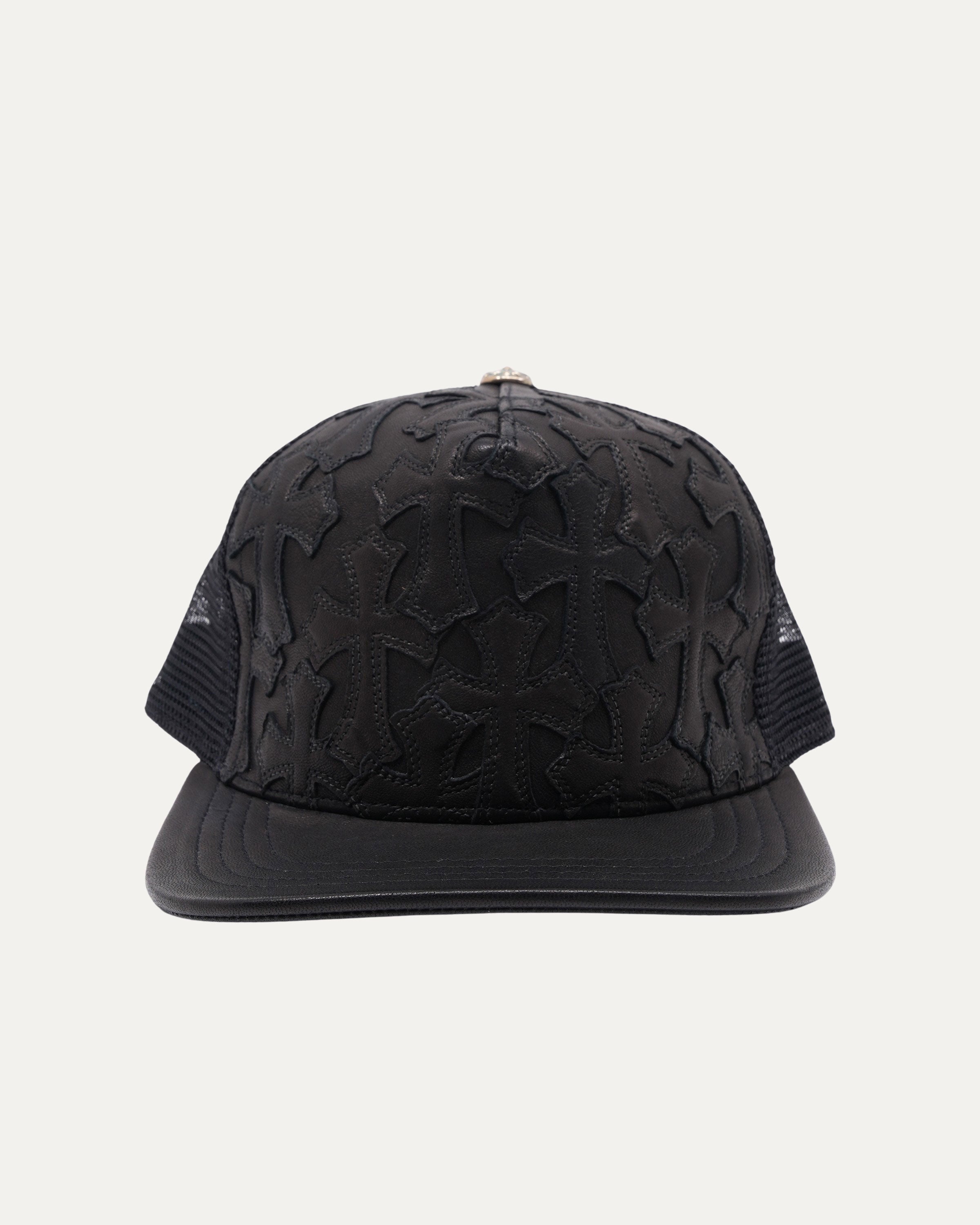 Leather Cross Patch Trucker Hat