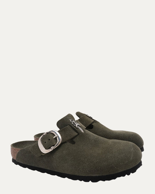 Dagger Embellished Birkenstock Boston Suede Mule