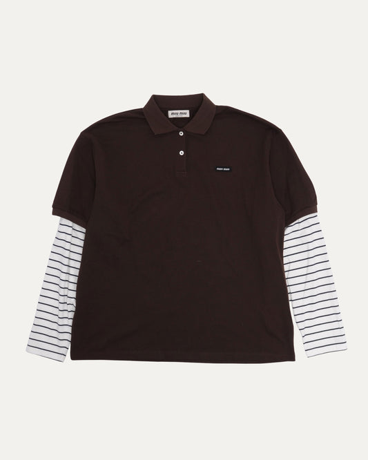 Layered Striped Long Sleeve Polo