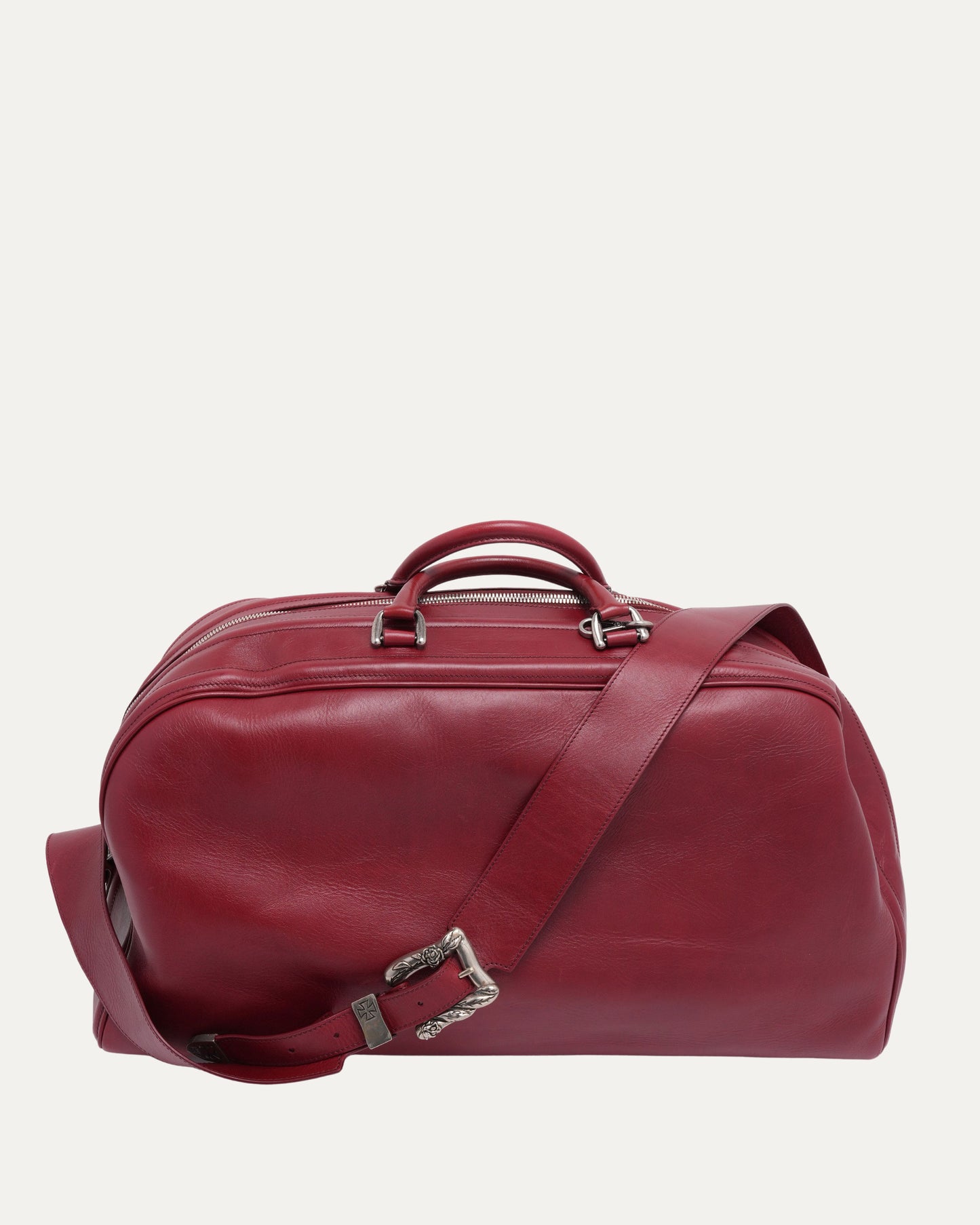 Leather Rose Buckle Weekender Bag