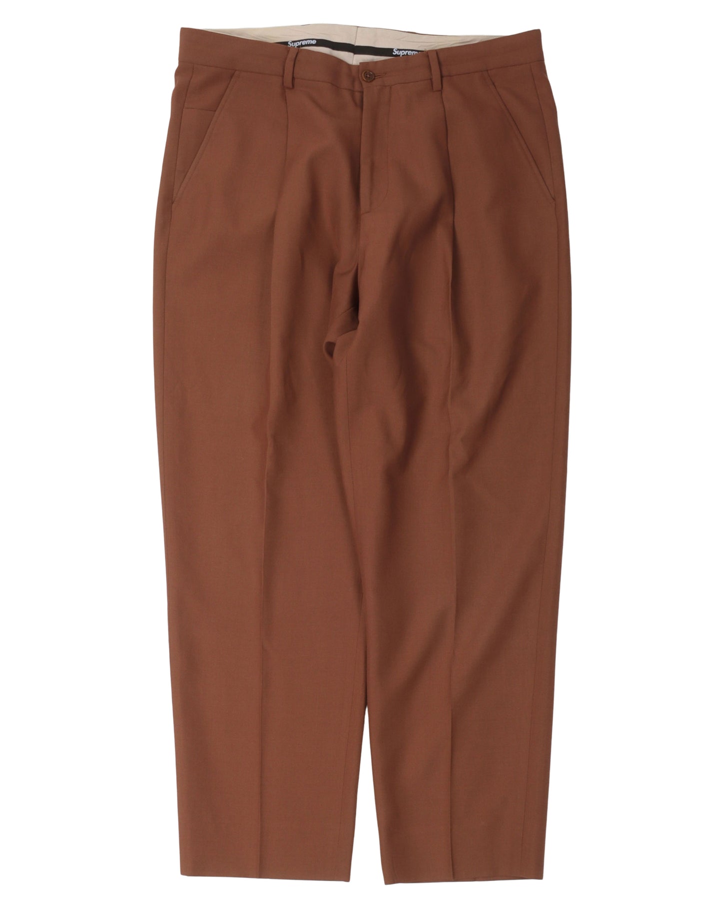 Pleated Wool Blend Trousers