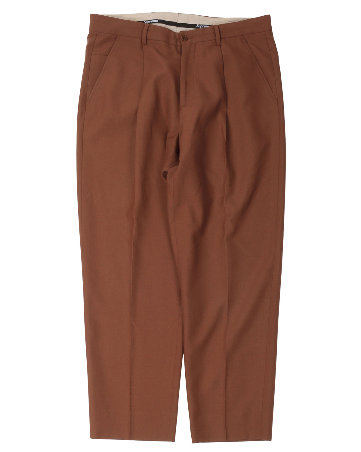 Pleated Wool Blend Trousers