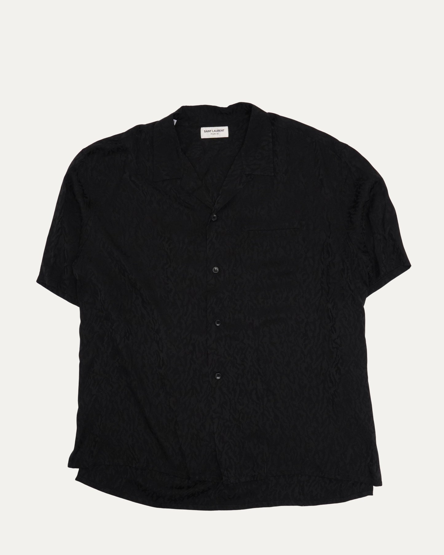 Tonal Animal Print Silk Blend Short Sleeve Shirt