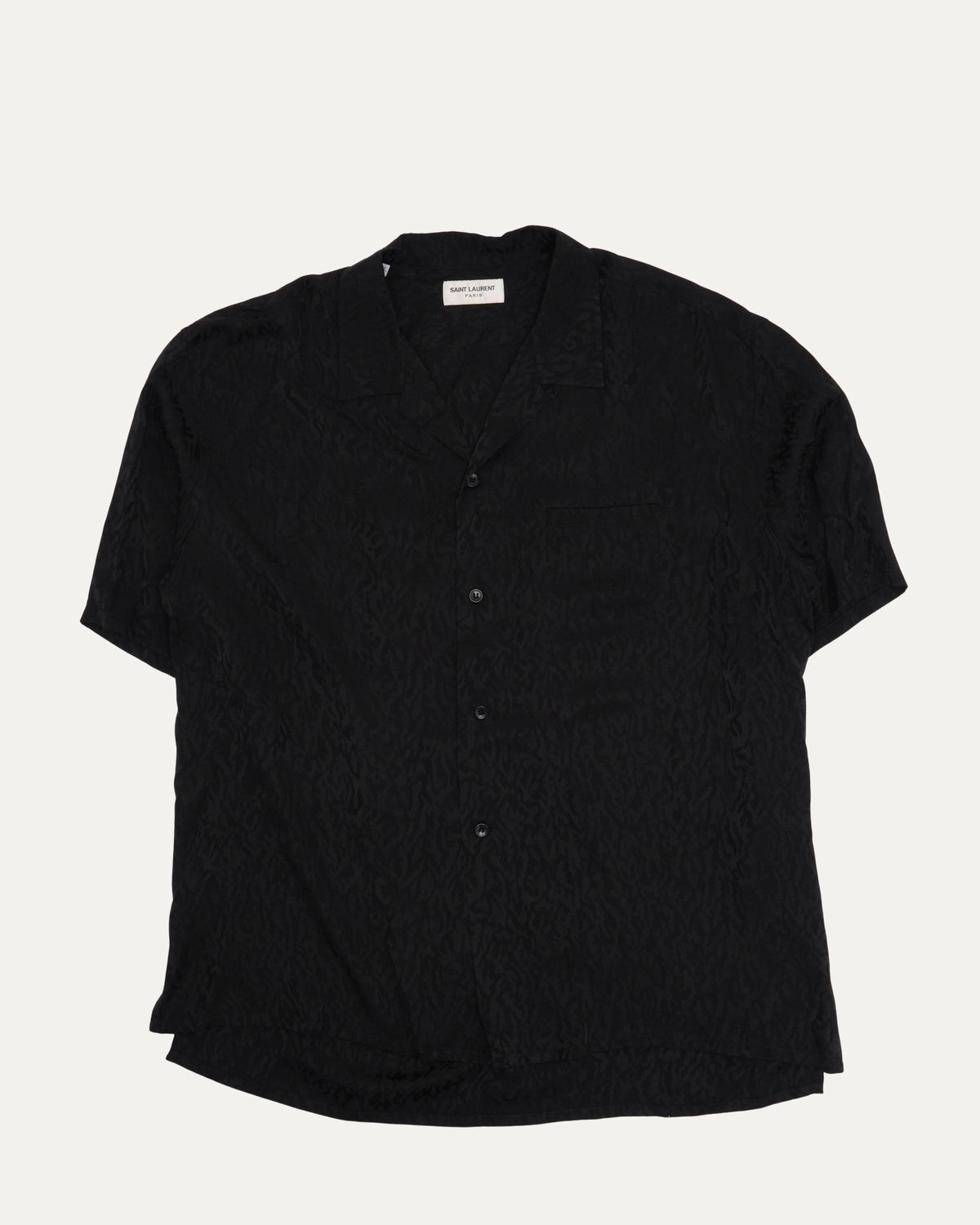 Tonal Animal Print Silk Blend Short Sleeve Shirt