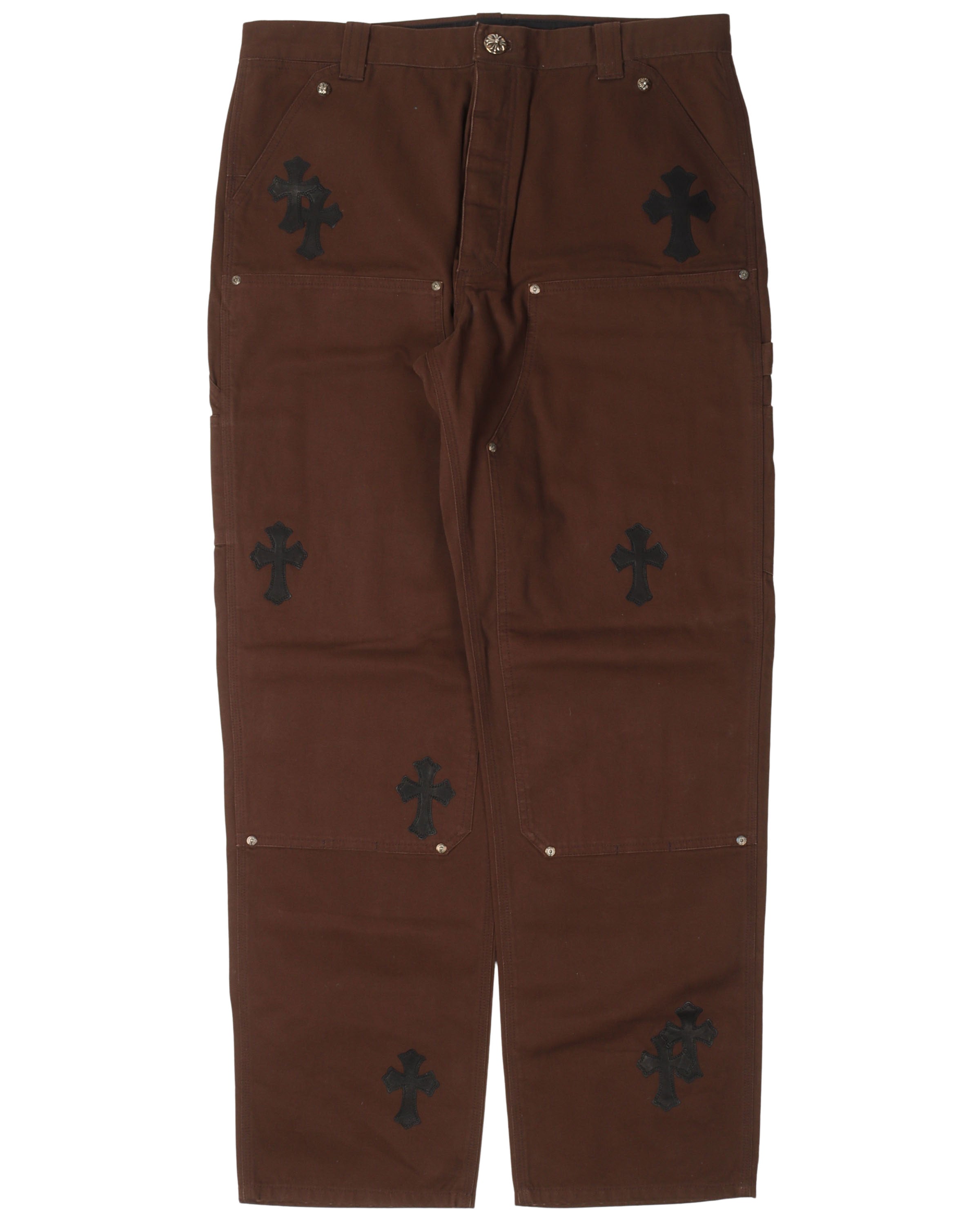 Leather Cross Double Knee Pants