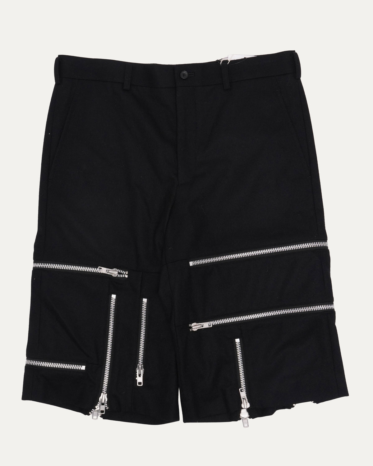 Homme Plus Wool Blend Zipper Detail Shorts