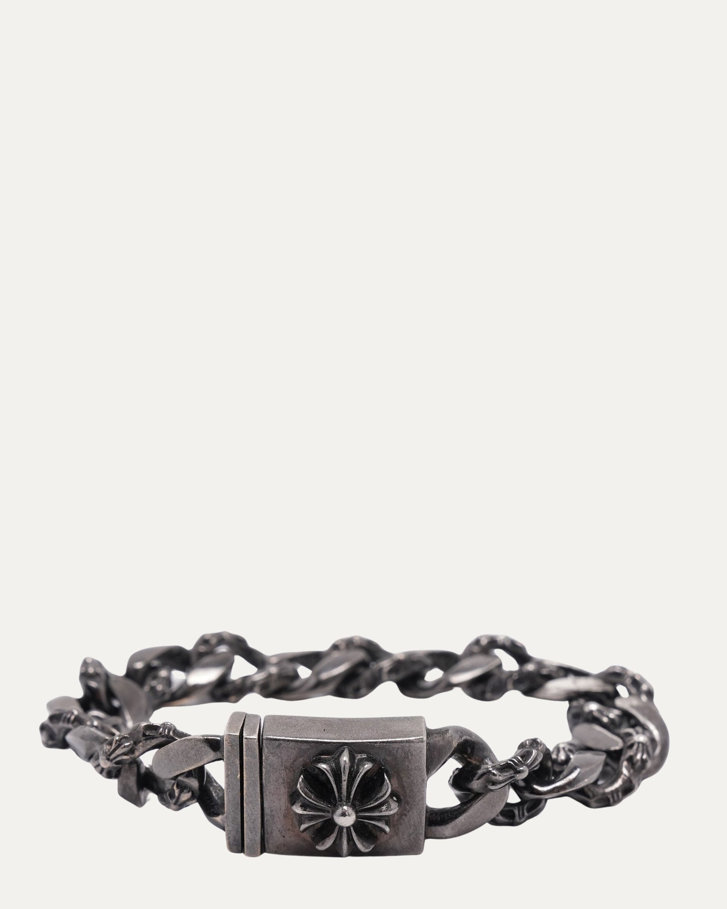 Rhodium Plus Cross Box ID Bracelet