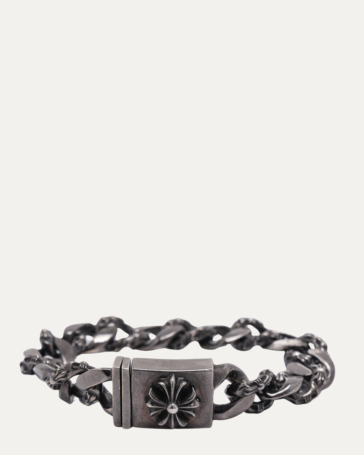 Rhodium Plus Cross Box ID Bracelet