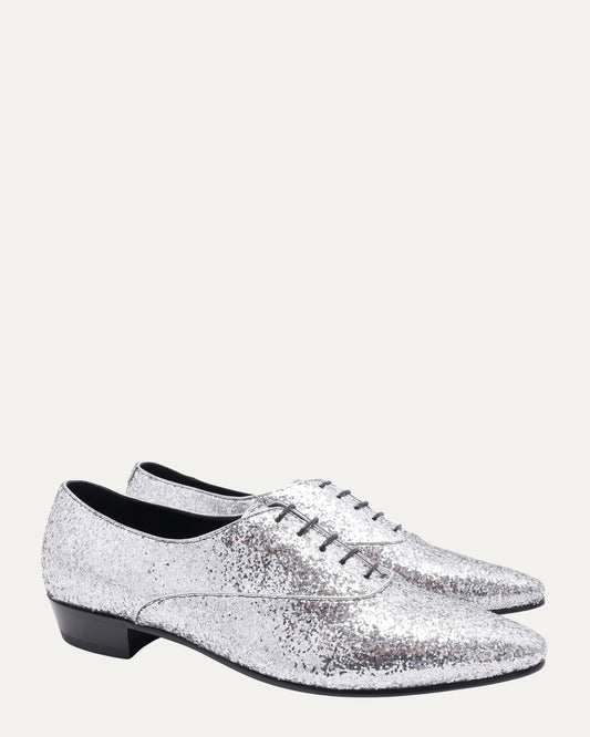 Silver Glitter Oxford Derbys