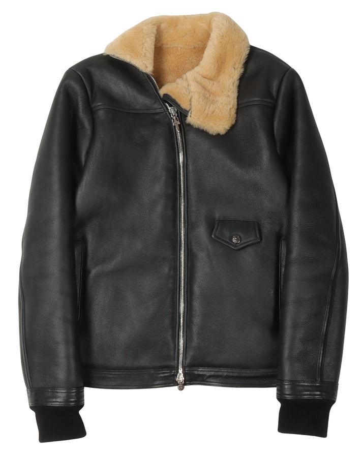 Shearling Leather Bomber Jacket