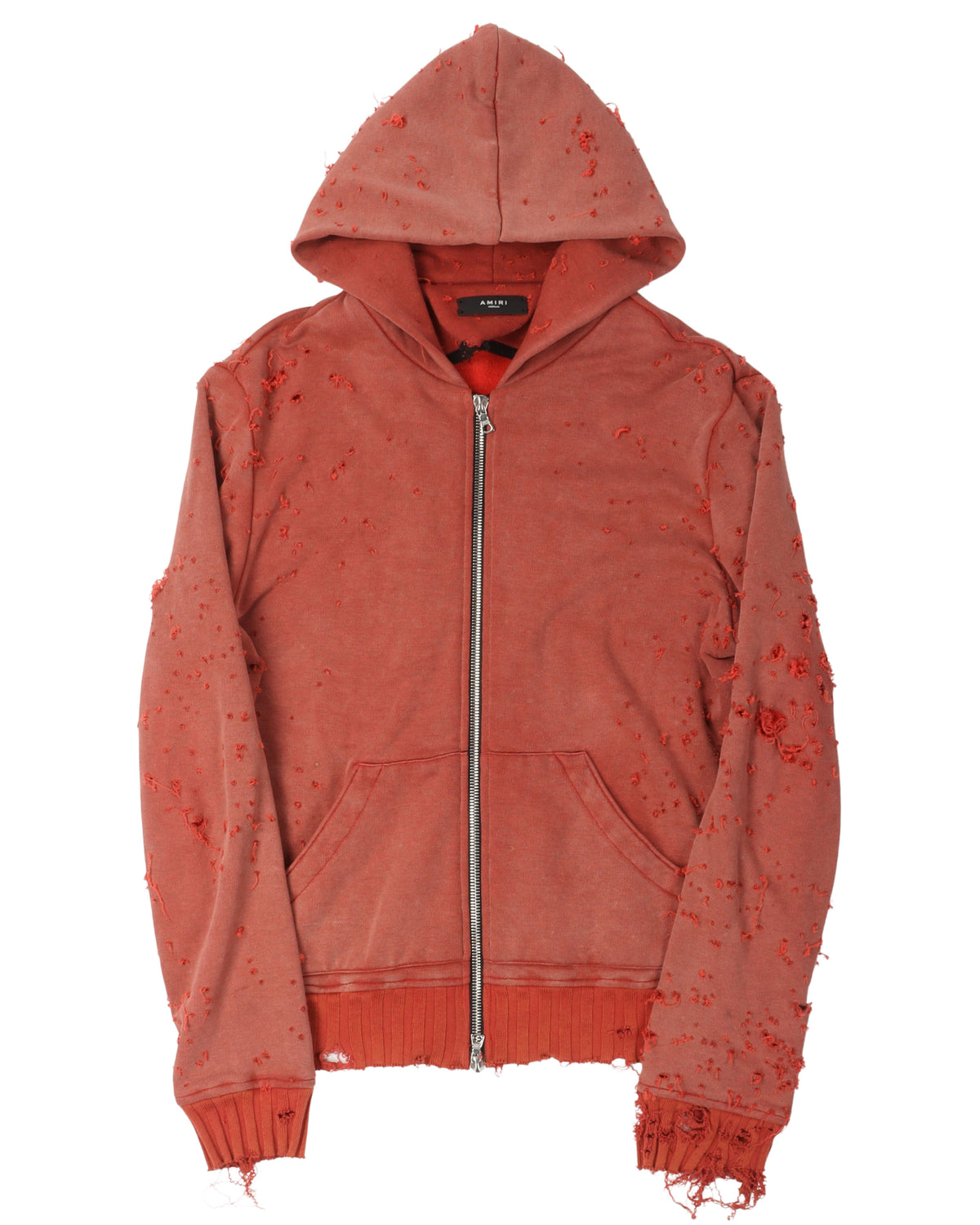 Distressed Zip Up Hoodie