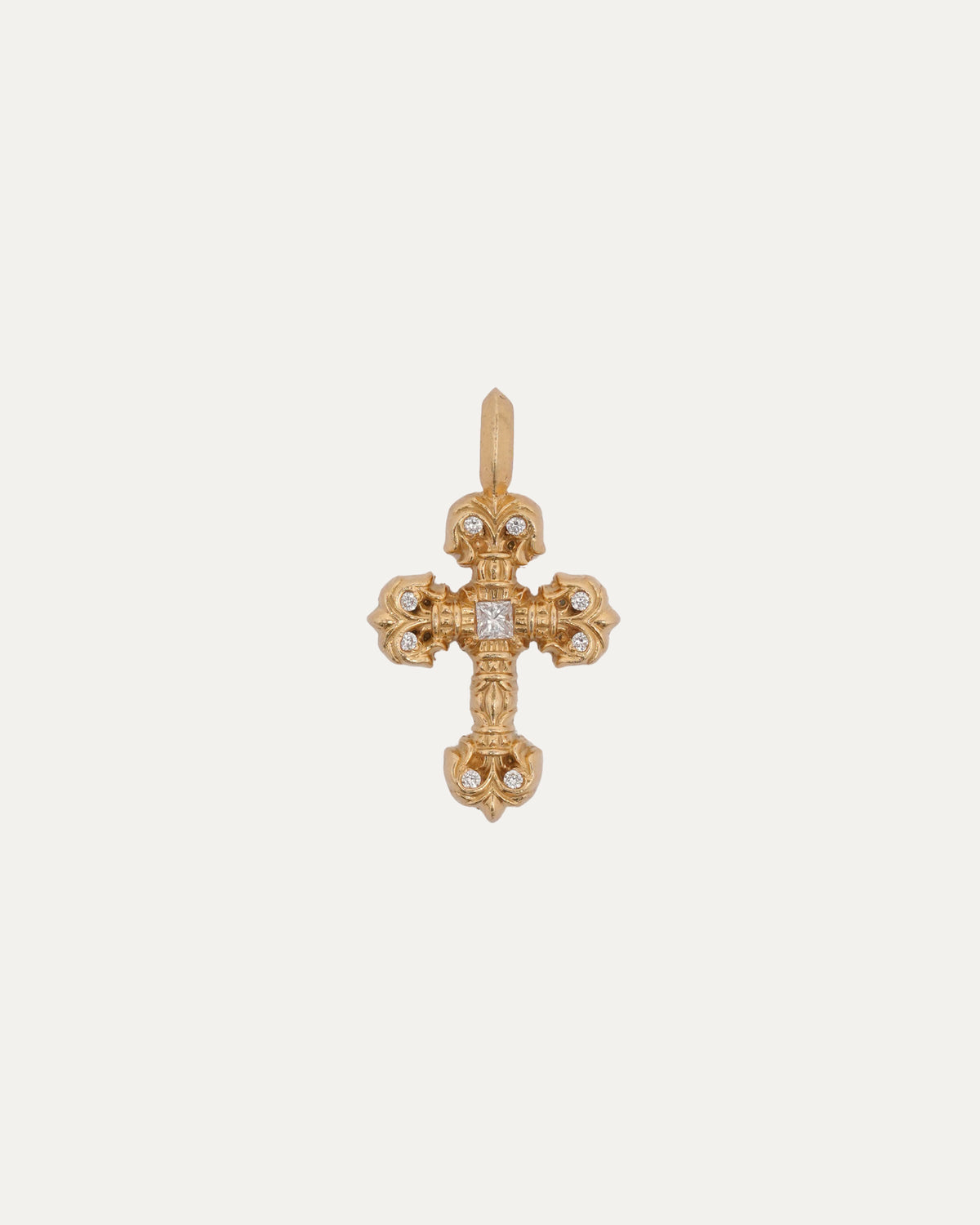 Gold Diamond Filigree Cross Pendant