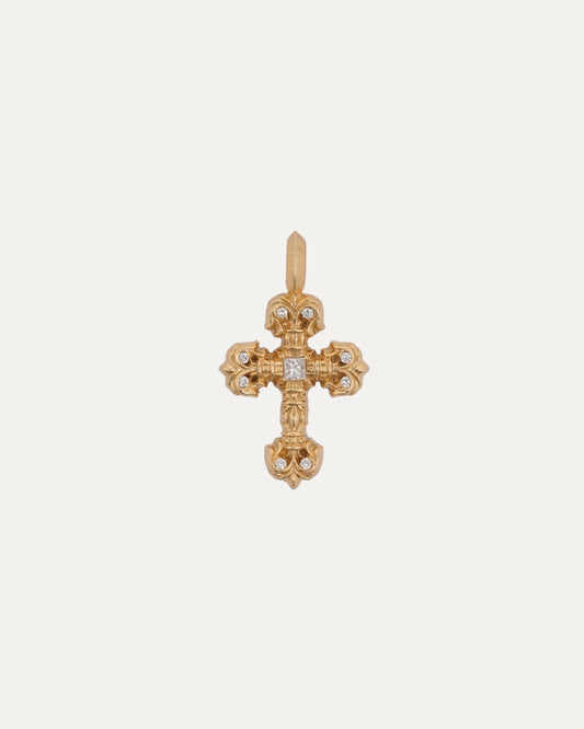 Gold Diamond Filigree Cross Pendant