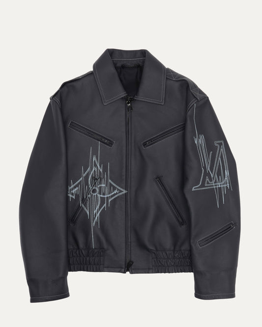 Frequency Embroidered Leather Jacket