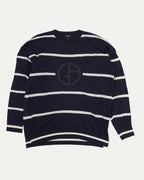 Cashmere Blend Striped Logo Sweater