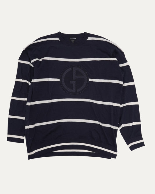 Cashmere Blend Striped Logo Sweater