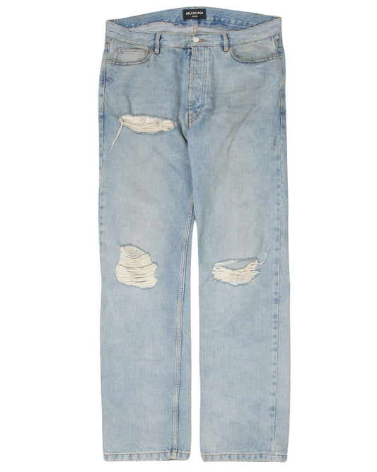 Sample Distressed Straight Leg Jeans