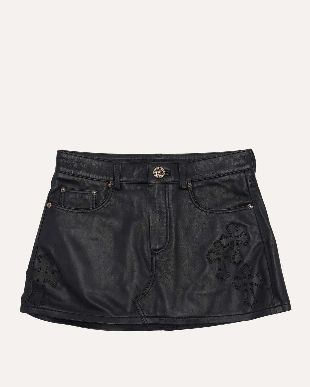 Cross Patch Leather Skirt